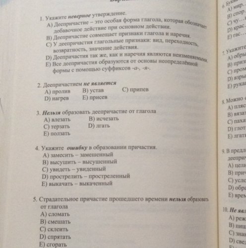 Тесты по русскому 10 класс